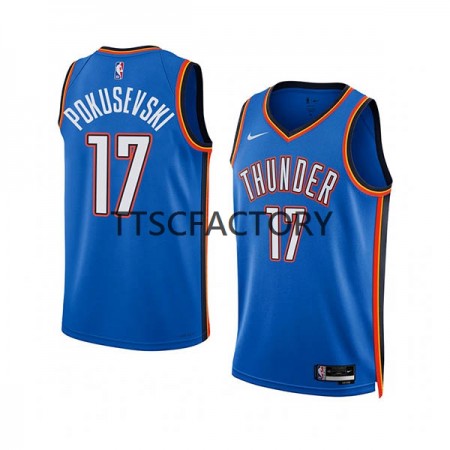 Maglia NBA Oklahoma City Thunder Aleksej Pokusevski 17 Nike 2022-23 Icon Edition Blu Swingman - Uomo